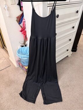 Black Wide-Leg Jumpsuit with Spaghetti Straps (S) Great for Summer!